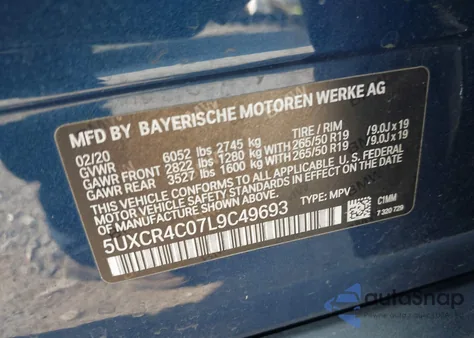 2020 BMW X5 Sdrive40I from USA, damaged, VIN 5UXCR4C07L9C49693